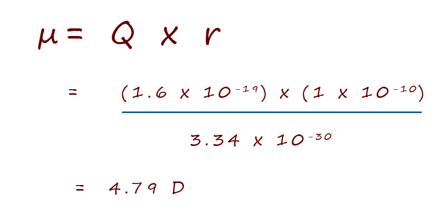 Formula for calculating the dipole moment in a molecule.